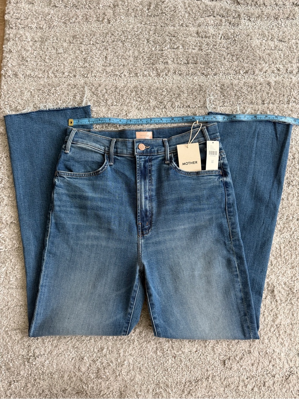 NWT Size 31 Mother Denim The Hustler Ankle Fray Jeans in Healing Jar